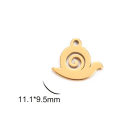Pendentifs Escargot 11mm en Acier Inoxydable 304 finition Doré
