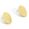 Boucles d'oreilles Puce Ovales Travaillées 20 par 16mm en Acier Inoxydable 304 finition Or 18KT avec embouts plastique