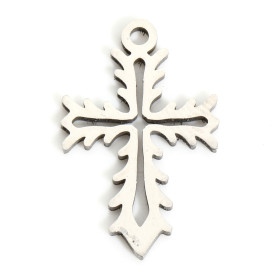 Pendentifs Croix 19mm  en Acier Inoxydable 316 finition Argenté pour bijoux raffinés
