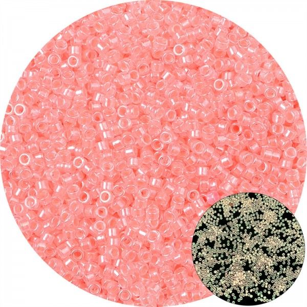 Sachet d'environ 700 Perles de rocaille en verre phosphorescent qui s'illumine dans la nuit 2.5mm Rose pale 10gr