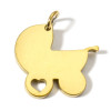 Pendentif poussette, baby shower 17mm  en Acier Inoxydable 304 finition Doré 18KT