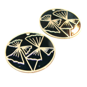 Estampes Pendentif Doré et Noir 34mm métal finition Doré