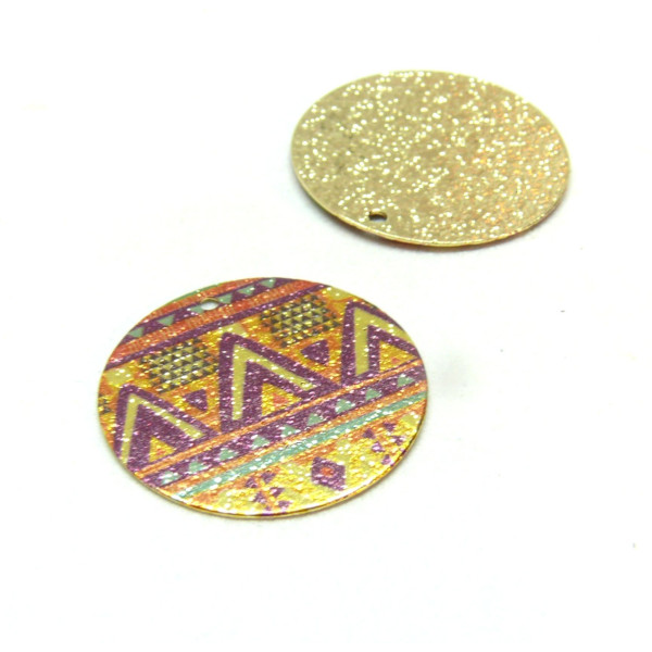 Pendentifs Breloques Stardust Ronde 20mm Géométrique Doré