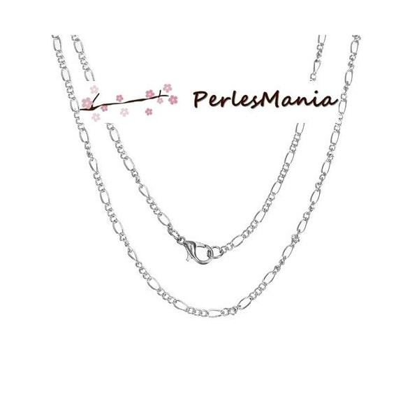 COLLIERS 45,6cm CHAINE FIGARO COLLIERS 50.9cm CHAINE FIGARO métal ARGENT PLATINE