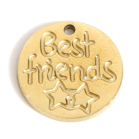 Pendentifs Médaillon Best Friends 13mm en Acier Inoxydable 316 Doré pour bijoux raffinés