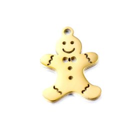 Pendentifs Bonhomme en Pain d'épice 19mm en Acier Inoxydable 304 Doré