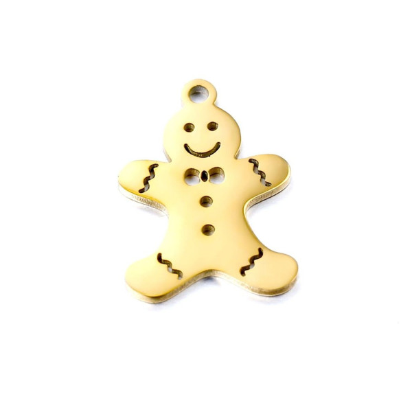 Pendentifs Bonhomme en Pain d'épice 19mm en Acier Inoxydable 304 Doré