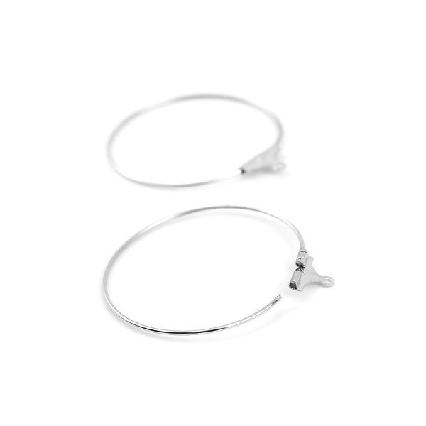 PS110118453 PAX 20 Boucles d'oreilles Créoles Cintres  30mm métal couleur Argent Platine