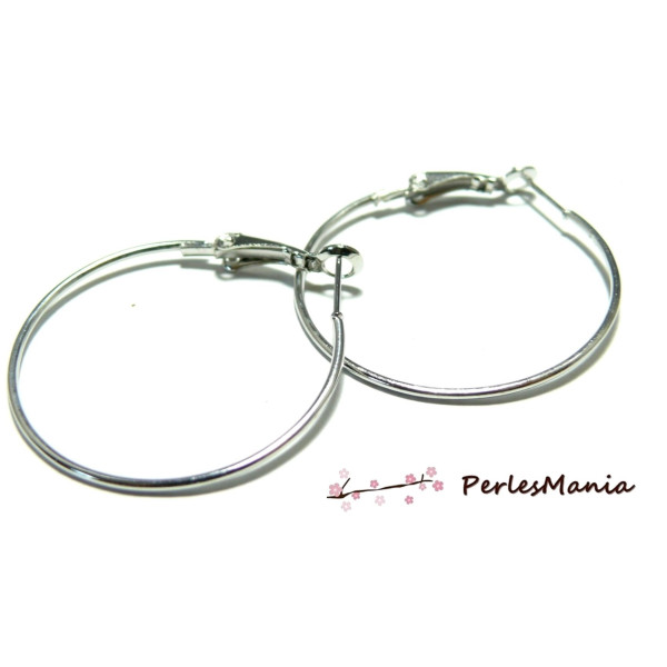 Créoles Qualité support cuivre ARGENT PLATINE 30mm