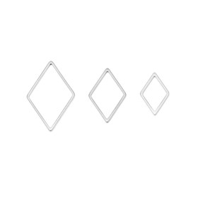 Pendentifs, connecteur fermé forme Losange 20mm, Acier Inoxydable 304 finition Argenté