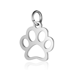 Pendentifs avec anneau Patte de Chien et Chat  12 mm en Acier Inoxydable  Argenté