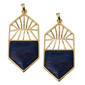 Pendentif Lapis Lazuli 58mm ART DECO en laiton finition doré