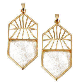 Pendentif Quartz 58mm ART DECO en laiton finition doré