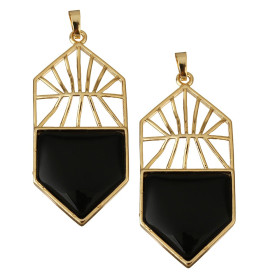 Pendentif Agate 58mm ART DECO en laiton finition doré