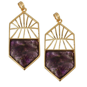 Pendentif Améthyste 58mm ART DECO en laiton finition doré