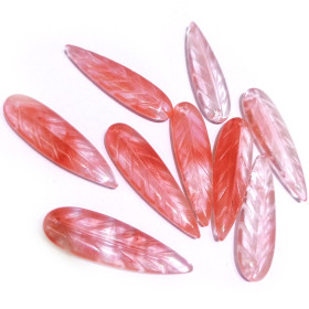 Pendentif feuille Jade Rose Pastèque 34mm