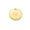 Pendentif Médaillon Coeur 12mm en Acier Inoxydable finition Doré