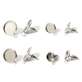 Supports de Boucles d'oreille PUCE 10 mm en Acier Inoxydable 304