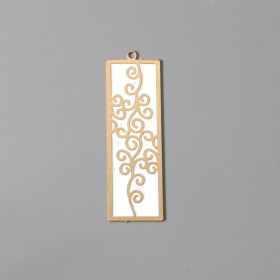 Estampes Pendentif Doré et Blanc Rectangle 48mm métal finition Doré