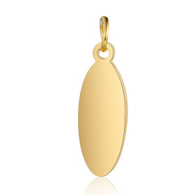 Pendentif avec anneau Ovale 22mm en Acier Inoxydable 304 finition Doré 18KT