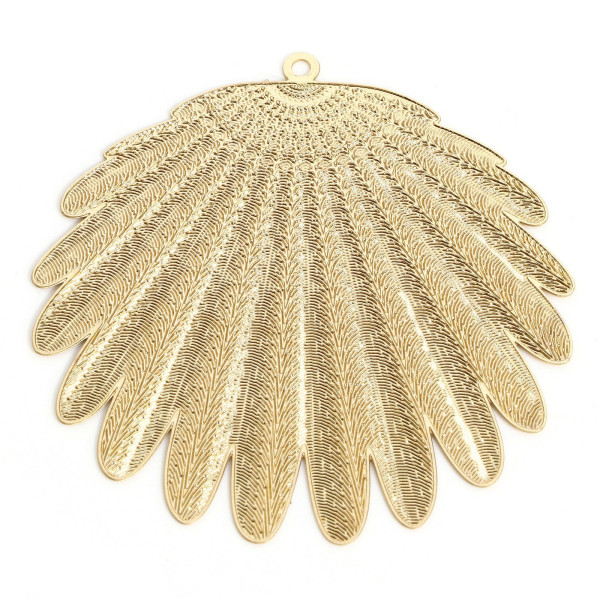 Estampes Pendentifs Eventail Plumes 44mm métal finition Doré