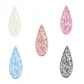 Estampes pendentif filigrane Goutte travaillées Orange foncé de 45mm