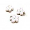 Pendentifs résine émaillées Fleurs de Sakura Biface 10mm Rose sur métal Argenté