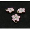 Pendentifs résine émaillées Fleurs de Sakura 10mm Rose sur métal Doré