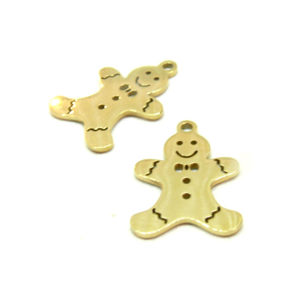 Pendentifs Bonhomme en Pain d'épice 19mm en Acier Inoxydable 304 Doré