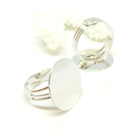 Supports de Bagues, plateau Lisse 20mm avec anneau triple, laiton finition finition Argent Platine