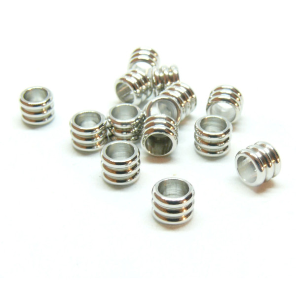 Perles Intercalaires Tube 6 par 4.5mm ACIER INOXYDABLE 201