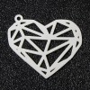 Estampes Pendentifs Coeur Origami 27mm métal finition Argenté