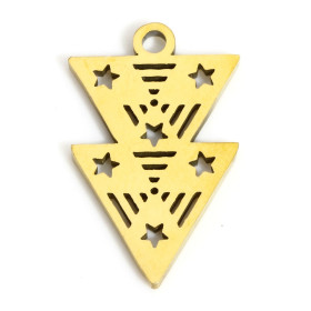 Pendentifs Double triangle avec étoile 17.5mm en Acier Inoxydable 316 Doré