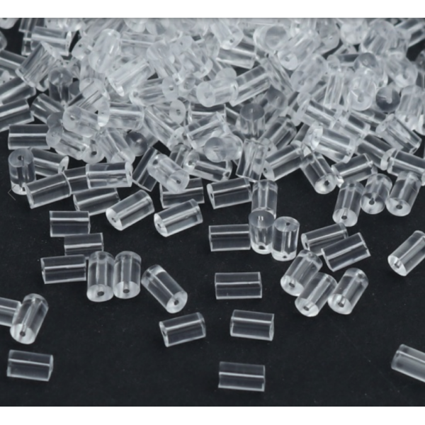 Stoppeurs, Embouts, Poussoirs, Tube plastique transparents 4mm pour Boucles d'oreille Puce et crochets