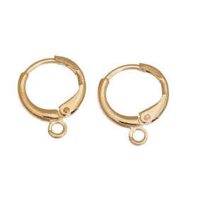 Boucles d'oreille dormeuses Cercle avec attache Métal finition à l'or fin 14K