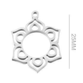 Pendentifs Yoga Healing 25mm en acier Inoxydable 304 finition Argenté