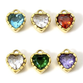 Pendentif Coeur Travaillé  avec Strass 6.5mm en Acier Inoxydable 304