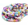 Perles rondes 8 mm, Agate craquelé, effet givre multicolore coloris 08