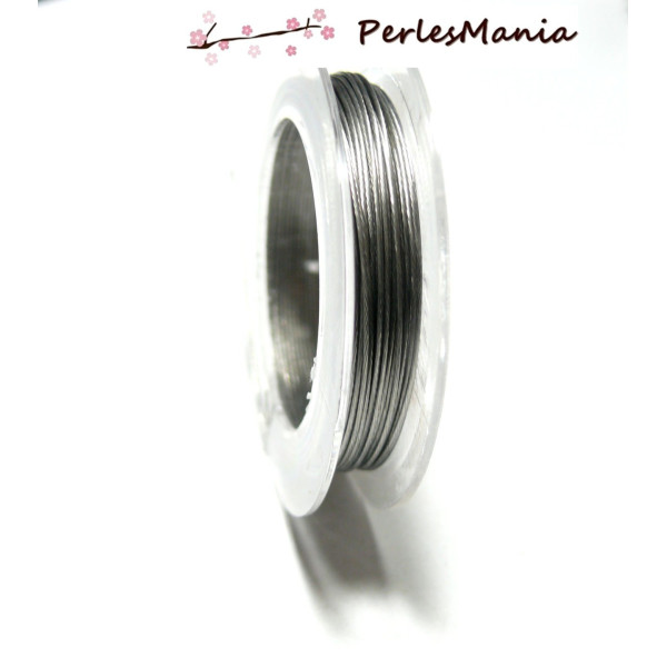 Bobines de 10 mètres, de FIL de Nylon et Acier Inoxydable, 0.45mm métal couleur ARGENT ref 2