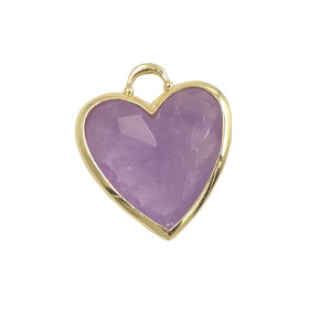 Pendentif Coeur Améthyste 20mm en laiton finition Doré 18KT