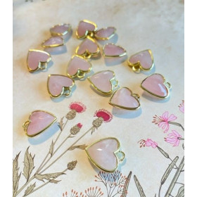 BU112308211445253277 NO 5 – Lot de 1 Pendentif Coeur Quartz Rose 20mm – Laiton Doré 18KT