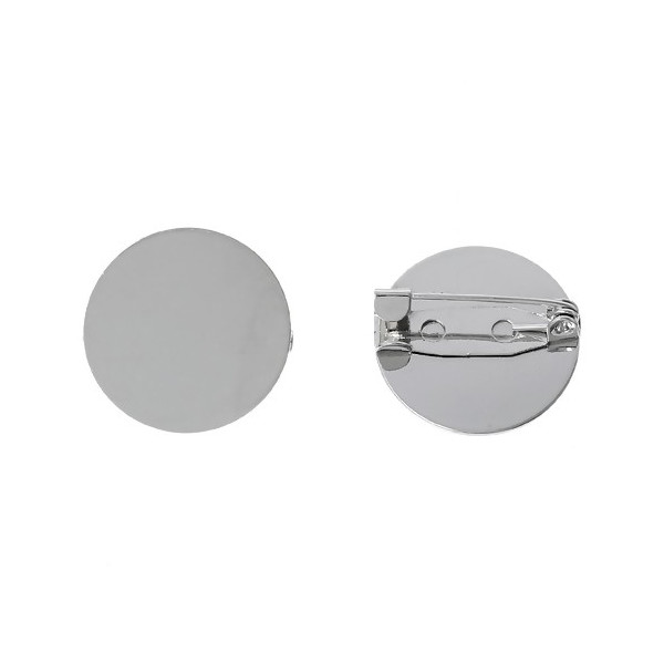 Supports de broches plateau lisse 20mm Cuivre couleur Argent Platine Rhodié