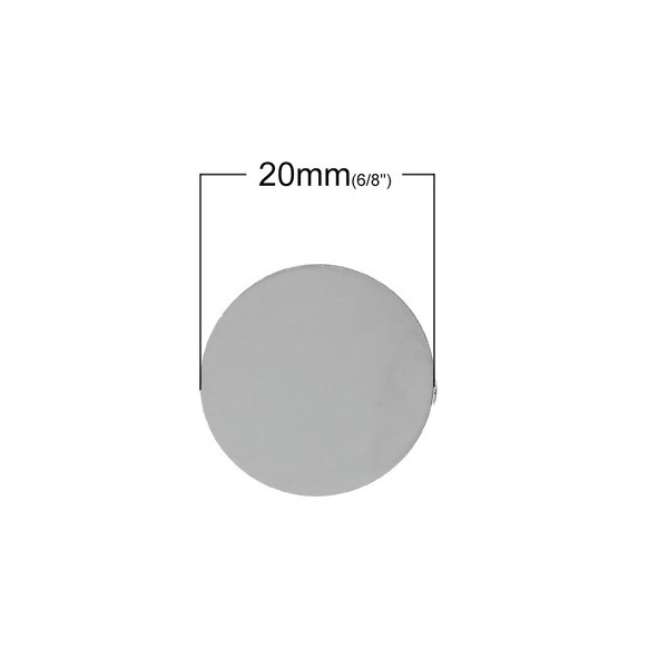 Supports de broches plateau lisse 20mm Cuivre couleur Argent Platine Rhodié