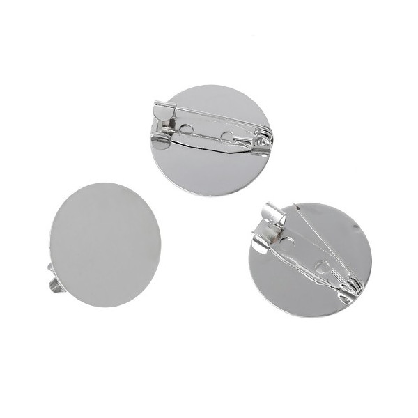 Supports de broches plateau lisse 20mm Cuivre couleur Argent Platine Rhodié