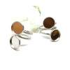 Supports de Bagues pour double cabochons Rond 12mm en Acier Inoxydable finition Argenté