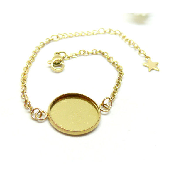 Bracelet chaine pour support de cabochon en 16mm - en Acier Inoxydable 304 -finition Doré
