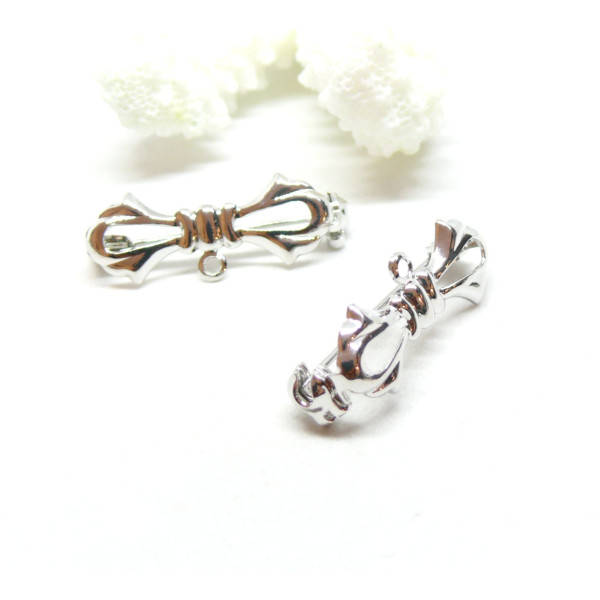 Supports de Broche Nœud avec attache 28mm laiton finition Argent Platine
