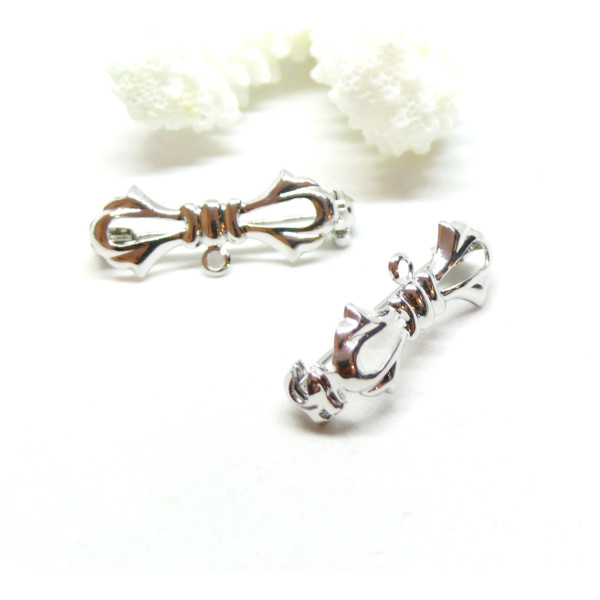 Supports de Broche Nœud avec attache 28mm laiton finition Argent Platine