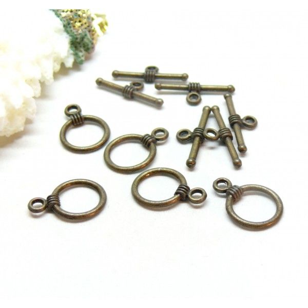 Sets fermoirs T toggle metal couleur BRONZE 16mm, DIY