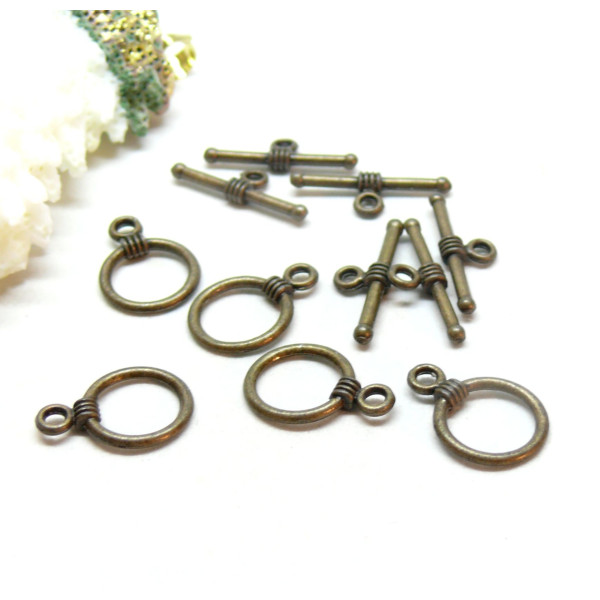 Sets fermoirs T toggle metal couleur BRONZE 16mm, DIY